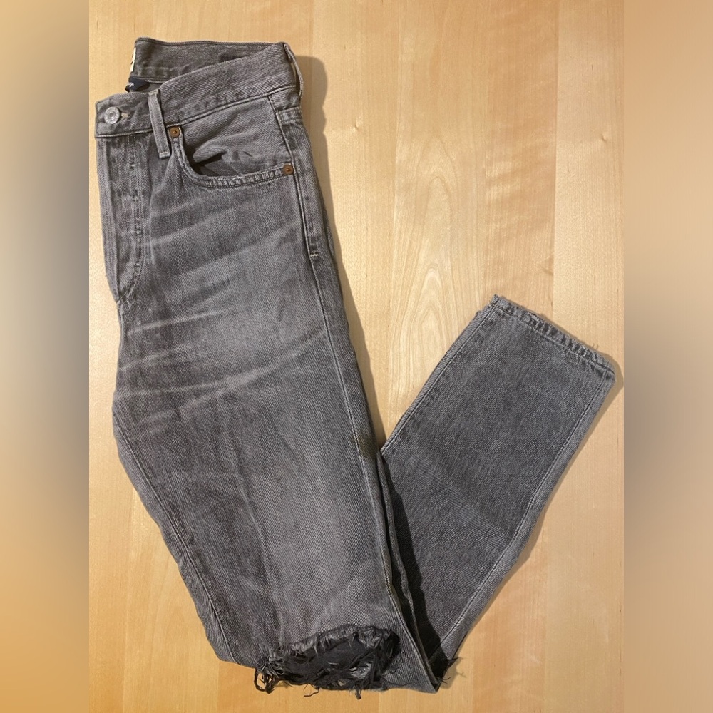 Citizens Of Humanity Vintage High Rise Button Fly Distressed Black Denim Jeans